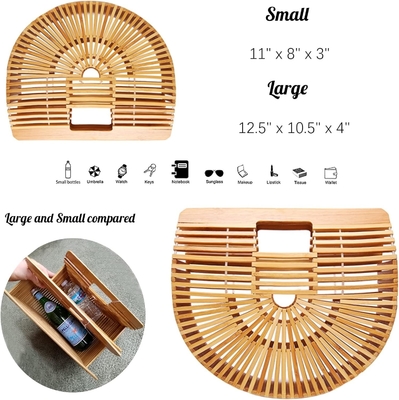 MIUCO WOMEN'S BAMBOO HANDBAG handmade besar TOTE tas jerami tas pantai tas pantai tas