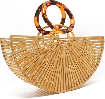 Miuco Wanita Tas Bambu Handmade Tas Tote Tas