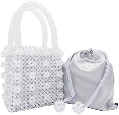 MIUCO Wanita tas tangan manik-manik dirajut tangan Kristal mutiara tas Tote