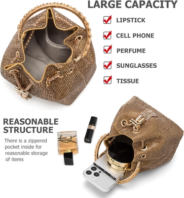 Bling Crystal Rhinestone Purse untuk Wanita Sparkly Clutch Handbag Crossbody Bag untuk Malam Wedding Party Prom