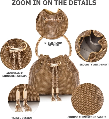 Bling Crystal Rhinestone Purse untuk Wanita Sparkly Clutch Handbag Crossbody Bag untuk Malam Wedding Party Prom