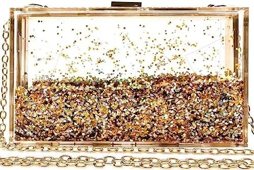 JeVenis Magical transparan Sequins Klutch Tas Tas Malam Tas Untuk pesta Prom Pengantin