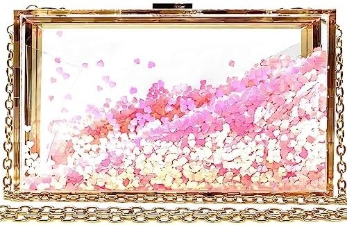 JeVenis Magical transparan Sequins Klutch Tas Tas Malam Tas Untuk pesta Prom Pengantin