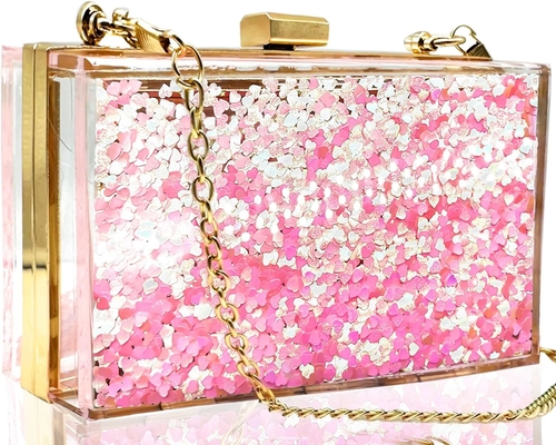 JeVenis Magical transparan Sequins Klutch Tas Tas Malam Tas Untuk pesta Prom Pengantin