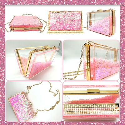 JeVenis Magical transparan Sequins Klutch Tas Tas Malam Tas Untuk pesta Prom Pengantin