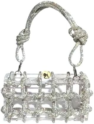 Tas Akrilik Bening Rhinestone Akrilik Kopling Kristal Tas Malam untuk Wanita Glitter Tas untuk pesta pernikahan