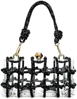 Tas Akrilik Bening Rhinestone Akrilik Kopling Kristal Tas Malam untuk Wanita Glitter Tas untuk pesta pernikahan