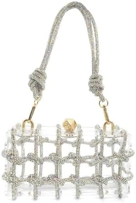 Tas Akrilik Bening Rhinestone Akrilik Kopling Kristal Tas Malam untuk Wanita Glitter Tas untuk pesta pernikahan