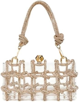 Tas Akrilik Bening Rhinestone Akrilik Kopling Kristal Tas Malam untuk Wanita Glitter Tas untuk pesta pernikahan