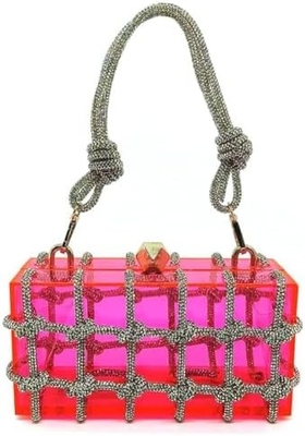 Tas Akrilik Bening Rhinestone Akrilik Kopling Kristal Tas Malam untuk Wanita Glitter Tas untuk pesta pernikahan