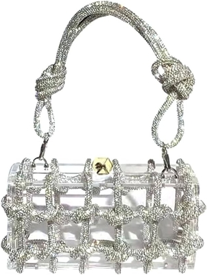 Tas Akrilik Bening Rhinestone Akrilik Kopling Kristal Tas Malam untuk Wanita Glitter Tas untuk pesta pernikahan