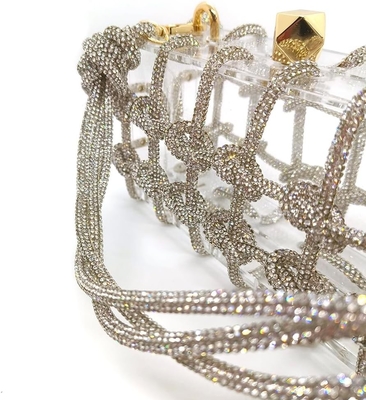 Tas Akrilik Bening Rhinestone Akrilik Kopling Kristal Tas Malam untuk Wanita Glitter Tas untuk pesta pernikahan