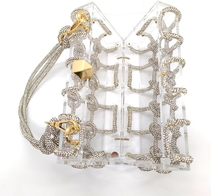 Tas Akrilik Bening Rhinestone Akrilik Kopling Kristal Tas Malam untuk Wanita Glitter Tas untuk pesta pernikahan