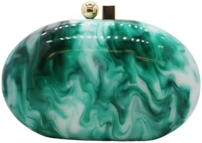 Acrylic Evening Clutch Bag untuk Wanita Shell Bentuk Bahu Crossbody Bag Glitter Marmer Tas Tas