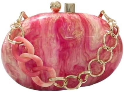 Acrylic Evening Clutch Bag untuk Wanita Shell Bentuk Bahu Crossbody Bag Glitter Marmer Tas Tas