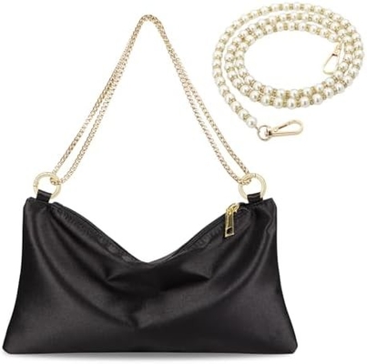 Tas Malam Satin Wanita Clutch Tas Tas untuk Wanita Wedding Shoulder Bag dengan 2 Rantai untuk pesta koktail formal