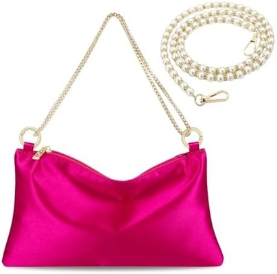 Tas Malam Satin Wanita Clutch Tas Tas untuk Wanita Wedding Shoulder Bag dengan 2 Rantai untuk pesta koktail formal