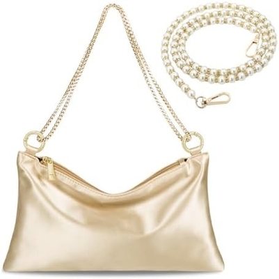 Tas Malam Satin Wanita Clutch Tas Tas untuk Wanita Wedding Shoulder Bag dengan 2 Rantai untuk pesta koktail formal
