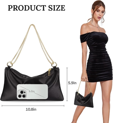Tas Malam Satin Wanita Clutch Tas Tas untuk Wanita Wedding Shoulder Bag dengan 2 Rantai untuk pesta koktail formal