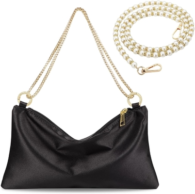 Tas Malam Satin Wanita Clutch Tas Tas untuk Wanita Wedding Shoulder Bag dengan 2 Rantai untuk pesta koktail formal
