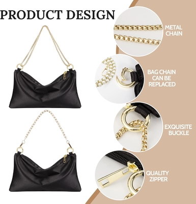 Tas Malam Satin Wanita Clutch Tas Tas untuk Wanita Wedding Shoulder Bag dengan 2 Rantai untuk pesta koktail formal