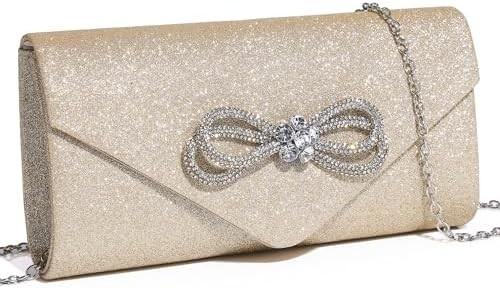 Tas tangan malam wanita berkilau kristal busur Flap genggaman tas untuk wanita pesta pernikahan tas prom