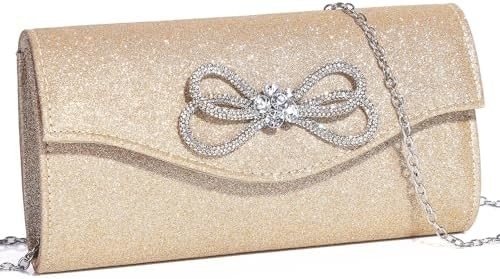 Tas tangan malam wanita berkilau kristal busur Flap genggaman tas untuk wanita pesta pernikahan tas prom