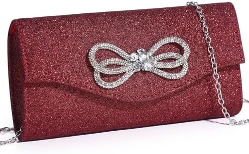 Tas tangan malam wanita berkilau kristal busur Flap genggaman tas untuk wanita pesta pernikahan tas prom