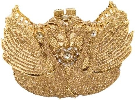 BOUTIQUE DE FGG WOMEN SWAN CLUTCH Kristal Tas Malam Pesta Pernikahan Makan Malam Wanita RINESTONE MINAUDIERE tas