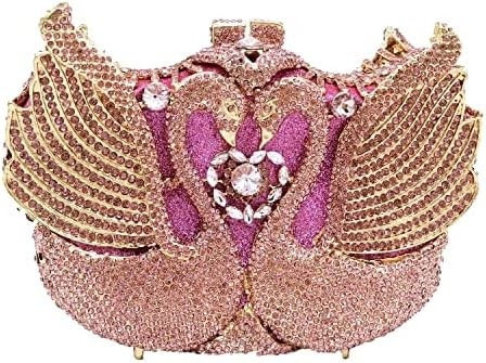 BOUTIQUE DE FGG WOMEN SWAN CLUTCH Kristal Tas Malam Pesta Pernikahan Makan Malam Wanita RINESTONE MINAUDIERE tas