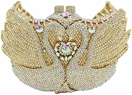 BOUTIQUE DE FGG WOMEN SWAN CLUTCH Kristal Tas Malam Pesta Pernikahan Makan Malam Wanita RINESTONE MINAUDIERE tas