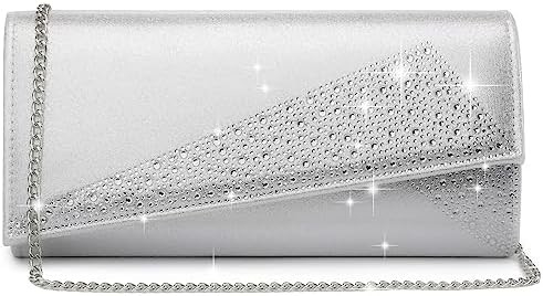 DASEIN wanita satin rhinestone clutch tas malam berkilau berkilau dompet berkilau tas untuk pesta pernikahan cocktail prom