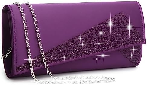DASEIN wanita satin rhinestone clutch tas malam berkilau berkilau dompet berkilau tas untuk pesta pernikahan cocktail prom