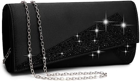 DASEIN wanita satin rhinestone clutch tas malam berkilau berkilau dompet berkilau tas untuk pesta pernikahan cocktail prom