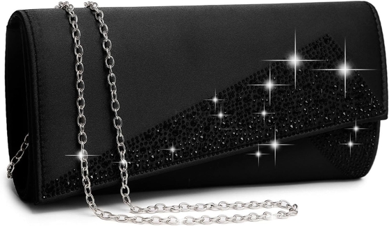 DASEIN wanita satin rhinestone clutch tas malam berkilau berkilau dompet berkilau tas untuk pesta pernikahan cocktail prom