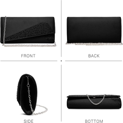 DASEIN wanita satin rhinestone clutch tas malam berkilau berkilau dompet berkilau tas untuk pesta pernikahan cocktail prom