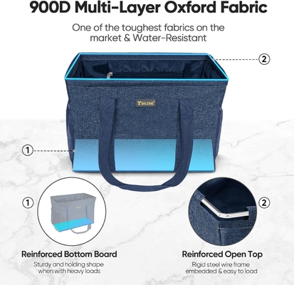Tas Tote Ekstra Besar Untuk Perlengkapan ikan paus dengan bingkai kawat untuk penyimpanan (biru, 16,5'X14'X10'')