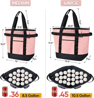 BAINE LARGE 36-CAN COOLER BAG DISOLUSI, PEVA SOFT COOLER TOTE BAG, BAG GROCERY DISOLUSI DENGAN TOP ZIPPERED