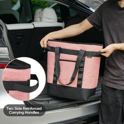 BAINE LARGE 36-CAN COOLER BAG DISOLUSI, PEVA SOFT COOLER TOTE BAG, BAG GROCERY DISOLUSI DENGAN TOP ZIPPERED