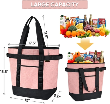 BAINE LARGE 36-CAN COOLER BAG DISOLUSI, PEVA SOFT COOLER TOTE BAG, BAG GROCERY DISOLUSI DENGAN TOP ZIPPERED