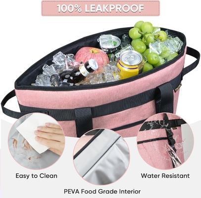 BAINE LARGE 36-CAN COOLER BAG DISOLUSI, PEVA SOFT COOLER TOTE BAG, BAG GROCERY DISOLUSI DENGAN TOP ZIPPERED