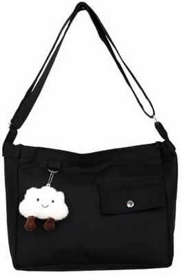 Merek: Kehpish Economic Cotton Canvas Tote Bag,Women Hobo Shoulder Bag Crossbody Handbag dengan 3 kantong eksternal