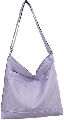 Merek: Kehpish Economic Cotton Canvas Tote Bag,Women Hobo Shoulder Bag Crossbody Handbag dengan 3 kantong eksternal