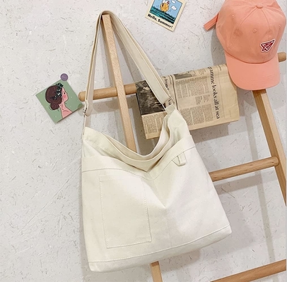 Merek: Kehpish Economic Cotton Canvas Tote Bag,Women Hobo Shoulder Bag Crossbody Handbag dengan 3 kantong eksternal
