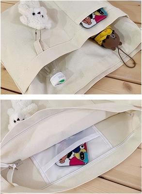 Merek: Kehpish Economic Cotton Canvas Tote Bag,Women Hobo Shoulder Bag Crossbody Handbag dengan 3 kantong eksternal