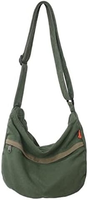 Merek: Kehpish Economic Cotton Canvas Tote Bag,Women Hobo Shoulder Bag Crossbody Handbag dengan 3 kantong eksternal