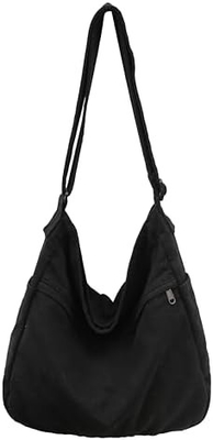 Merek: Kehpish Economic Cotton Canvas Tote Bag,Women Hobo Shoulder Bag Crossbody Handbag dengan 3 kantong eksternal