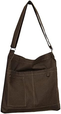 Merek: Kehpish Economic Cotton Canvas Tote Bag,Women Hobo Shoulder Bag Crossbody Handbag dengan 3 kantong eksternal