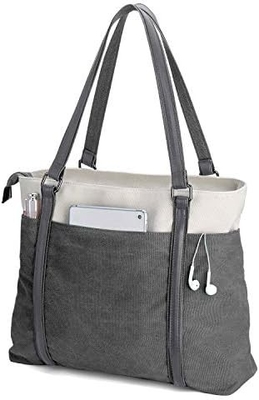 Laptop wanita tas ransel untuk pekerjaan ringan splice kanvas 15.6 inci tas tangan