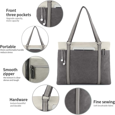 Laptop wanita tas ransel untuk pekerjaan ringan splice kanvas 15.6 inci tas tangan